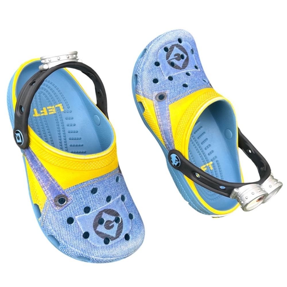 Despicable Me Minions x Crocs Classic Clogs Big Kids Size J 3‎ Blue Yellow DeniN